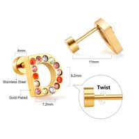 Fashion Letter Stainless Steel Inlay Zircon Ear Studs 1 Pair sku image 30