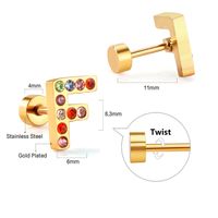 Fashion Letter Stainless Steel Inlay Zircon Ear Studs 1 Pair sku image 32