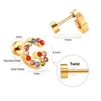 Fashion Letter Stainless Steel Inlay Zircon Ear Studs 1 Pair sku image 33