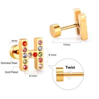 Fashion Letter Stainless Steel Inlay Zircon Ear Studs 1 Pair sku image 34