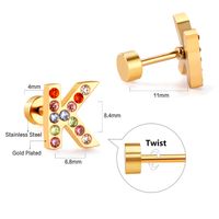 Fashion Letter Stainless Steel Inlay Zircon Ear Studs 1 Pair sku image 37