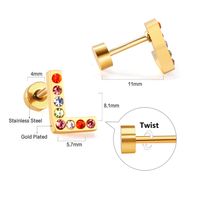 Fashion Letter Stainless Steel Inlay Zircon Ear Studs 1 Pair sku image 38