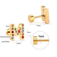 Fashion Letter Stainless Steel Inlay Zircon Ear Studs 1 Pair sku image 39