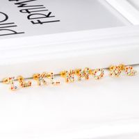 Fashion Letter Stainless Steel Inlay Zircon Ear Studs 1 Pair sku image 40