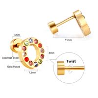 Fashion Letter Stainless Steel Inlay Zircon Ear Studs 1 Pair sku image 41