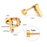 Fashion Letter Stainless Steel Inlay Zircon Ear Studs 1 Pair sku image 42