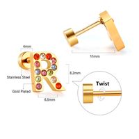 Fashion Letter Stainless Steel Inlay Zircon Ear Studs 1 Pair sku image 44