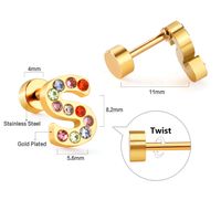 Fashion Letter Stainless Steel Inlay Zircon Ear Studs 1 Pair sku image 45