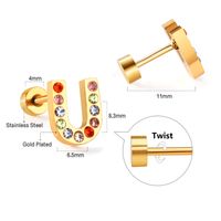 Fashion Letter Stainless Steel Inlay Zircon Ear Studs 1 Pair sku image 47
