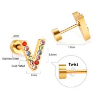Fashion Letter Stainless Steel Inlay Zircon Ear Studs 1 Pair sku image 48