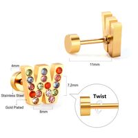 Fashion Letter Stainless Steel Inlay Zircon Ear Studs 1 Pair sku image 49