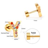 Fashion Letter Stainless Steel Inlay Zircon Ear Studs 1 Pair sku image 51