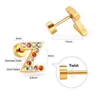 Fashion Letter Stainless Steel Inlay Zircon Ear Studs 1 Pair sku image 52