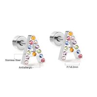 Fashion Letter Stainless Steel Inlay Zircon Ear Studs 1 Pair sku image 1