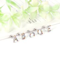 Fashion Letter Stainless Steel Inlay Zircon Ear Studs 1 Pair sku image 2