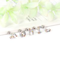 Fashion Letter Stainless Steel Inlay Zircon Ear Studs 1 Pair sku image 6