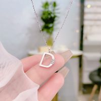 Simple Style Letter Sterling Silver Inlay Zircon Pendant Necklace main image 2