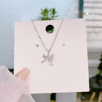 Fashion Letter Sterling Silver Inlay Zircon Pendant Necklace main image 1