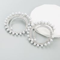 Wholesale Jewelry 1 Pair Glam Round Alloy Rhinestones Pearl Silver Plated Ear Studs main image 4