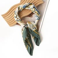 Women's French Style Leaves Polyester Printing Silk Scarves main image 1