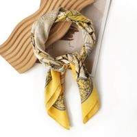 Women's French Style Leaves Polyester Printing Silk Scarves main image 4