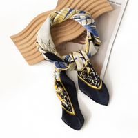 Women's French Style Leaves Polyester Printing Silk Scarves main image 3