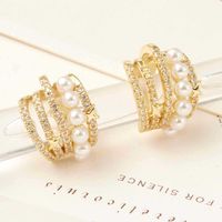 1 Piece Fashion C Shape Plating Inlay Copper Pearl Zircon Ear Clips main image 3