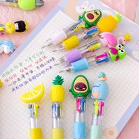 Korean Cute Cartoon Cute Object Head Four-color Mini Color Ballpoint Pen Student Stationery Gifts Wholesale Prizes main image 3
