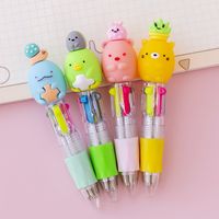 Korean Cute Cartoon Cute Object Head Four-color Mini Color Ballpoint Pen Student Stationery Gifts Wholesale Prizes sku image 1