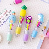 Korean Cute Cartoon Cute Object Head Four-color Mini Color Ballpoint Pen Student Stationery Gifts Wholesale Prizes main image 4