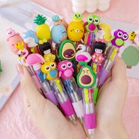 Korean Cute Cartoon Cute Object Head Four-color Mini Color Ballpoint Pen Student Stationery Gifts Wholesale Prizes main image 1