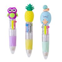 Korean Cute Cartoon Cute Object Head Four-color Mini Color Ballpoint Pen Student Stationery Gifts Wholesale Prizes main image 5