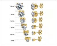 1 Pair Simple Style Crown Metal Titanium Steel Artificial Gemstones Ear Studs sku image 8
