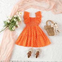 Mode Runde Punkte Einfarbig Patchwork 100% Baumwolle Mädchen Kleider sku image 23