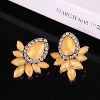 1 Pair Fashion Leaf Water Droplets Alloy Plating Inlay Artificial Diamond Women's Ear Studs sku image 1