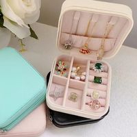 Simple Style Solid Color Leather Jewelry Boxes main image 5