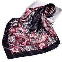 Women's Fashion Flower Satin Printing Silk Scarves sku image 8