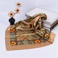 Women's Fashion Flower Satin Printing Silk Scarves sku image 6