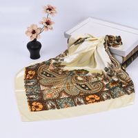 Women's Fashion Flower Satin Printing Silk Scarves sku image 5