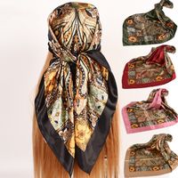 Women's Fashion Flower Satin Printing Silk Scarves main image 6