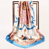 Women's Fashion Printing Satin Printing Silk Scarves sku image 5