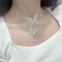 Fashion White Lace Yarn Butterfly Long Earrings Wholesale Nihaojewelry sku image 2