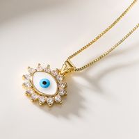 Fashion Devil's Eye Copper Inlay Zircon Pendant Necklace main image 2