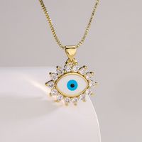 Fashion Devil's Eye Copper Inlay Zircon Pendant Necklace main image 3