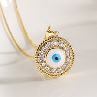 Fashion Devil's Eye Copper Inlay Zircon Pendant Necklace main image 4