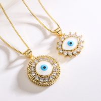 Fashion Devil's Eye Copper Inlay Zircon Pendant Necklace main image 1