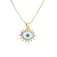 Fashion Devil's Eye Copper Inlay Zircon Pendant Necklace sku image 2
