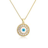 Fashion Devil's Eye Copper Inlay Zircon Pendant Necklace sku image 1