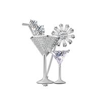 Simple Style Wine Glass Copper Inlay Zircon Women's Brooches sku image 4