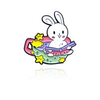 Cartoon Style Rabbit Flower Alloy Enamel Unisex Brooches sku image 1
